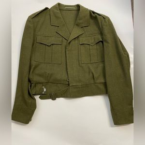 HAEREN Vintage Army Military Jacket Size 54K Danish 1968 Green Wool Bomber Coat